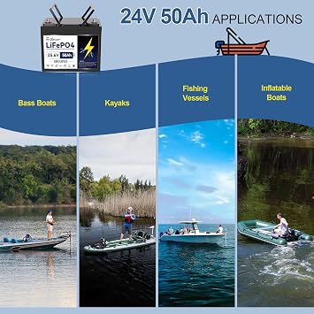 24V 50Ah Trolling Motor Lithium Battery,Built-in 50A BMS,1280W Power Output,Deep Cycle Group LiFePO4 Battery Perfect for Trolling Motor, Marine, RV, Fishing Finder, Solar and Off Grid