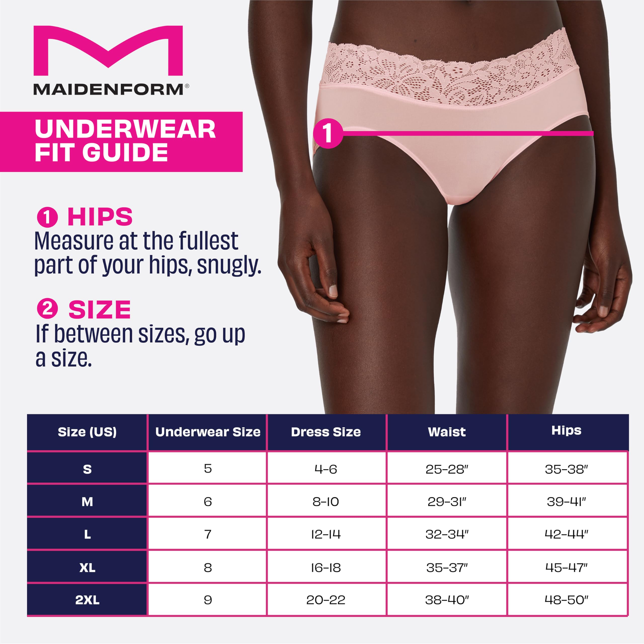 Maidenform Damen Unterwäsche Tangas 4er-Pack Weiche Tanga Höschen für Frauen Mid-Rise Panty, Mikrofaser-Spitze