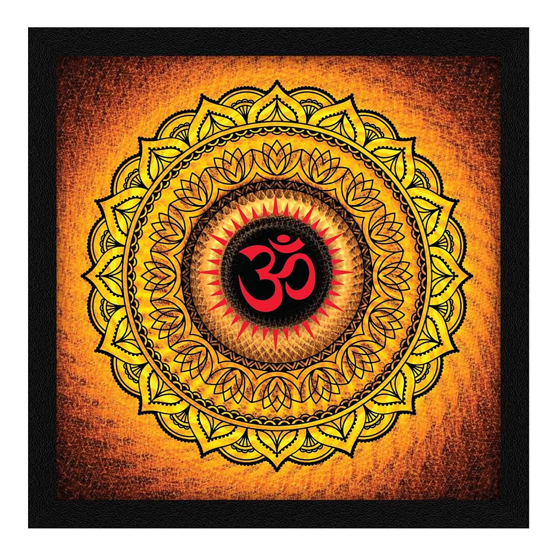 ArtXPaper OM Powerful Mandala Orange Wall Art Painting, Multicolor, Traditional, 13X13 in, Set of 1