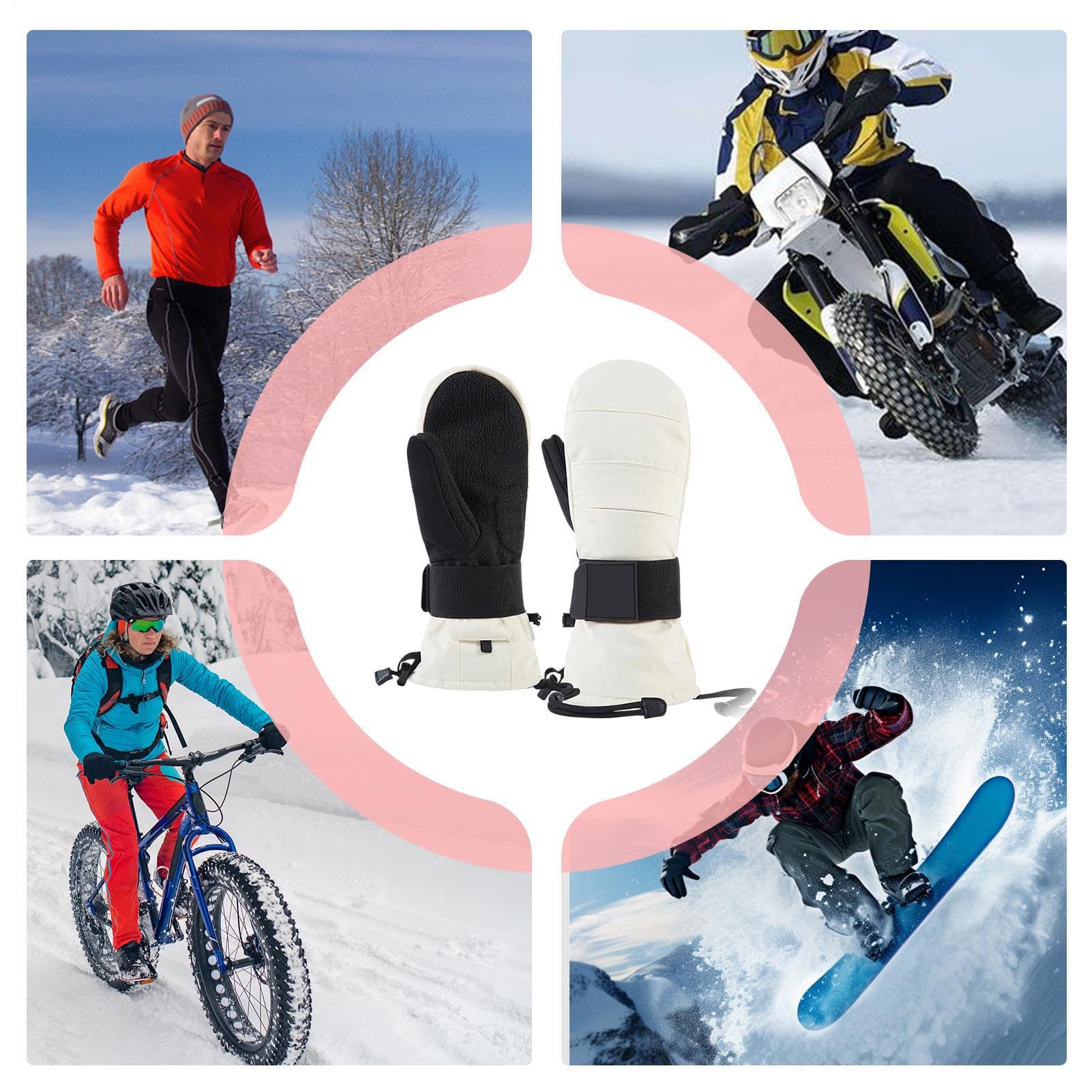 Guantes De Motocicleta Para Invierno | Manoplas Térmicas Para Pantalla Táctil, Con Protección De Muñeca Y Forro Polar Para Ciclismo | Para Hombres, Invierno, Moto, Esquí, Frío, Nieve, Actividades Al