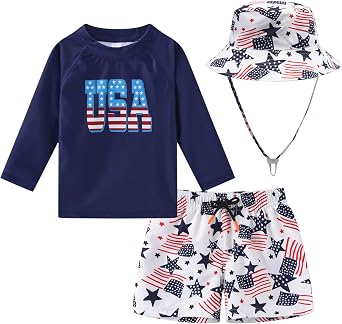 Kids Swimsuit Boys Rash Guard Swim Trunks UPF 50+ Fishing Surfing Beach Bathing Suit Quick Dry Toddler Swimwear Set