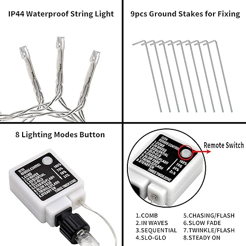 Miniatura 4 de Joiedomi Guirnalda de luces de Navidad al aire libre, 335 LED 8 modos de iluminación, luces de cascada para decoración del árbol de Navidad, fiesta