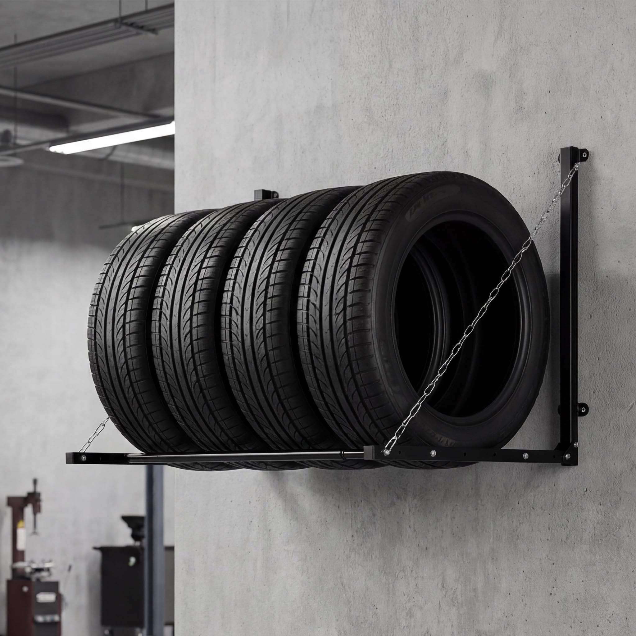 Wiltec Supporto porta pneumatici a parete, max 130 kg, per 4 ruote con cerchi
