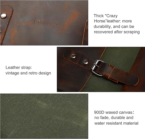 Miniatura 3 de Modoker Mochila de lona encerada, mochila de cuero para hombres y mujeres, mochila vintage de viaje para laptop de 15.6 pulgadas, mochila retro con