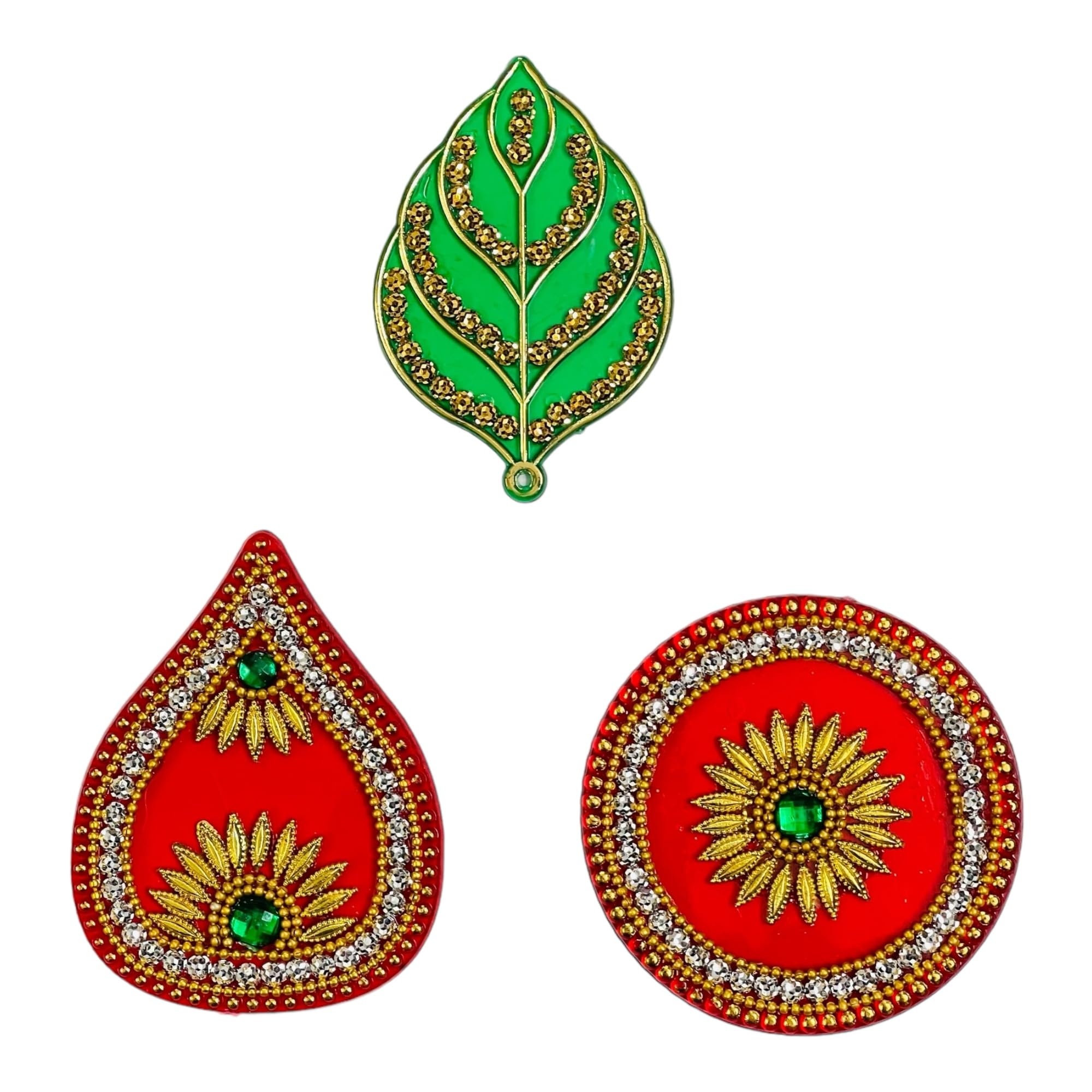 KRIWIN 10 to 11 inches Dia -Floor/Wall/Table Rangoli Decorative Reusable Showpiece (Acrylic) (Leaf) 2
