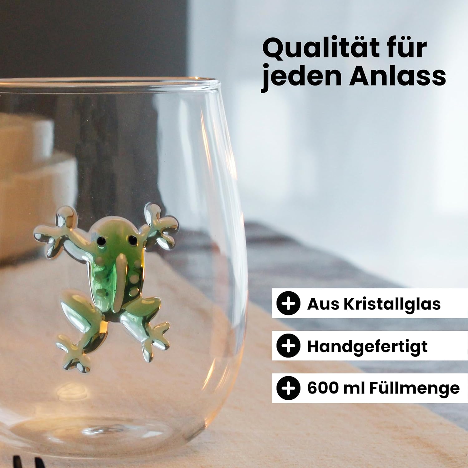 Winkee Handmade Glasses Handmade Octopus Dolphin Diver 600 ml (Frog)