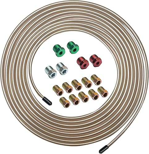 Miniatura 10 de Kit completo de línea de freno de aleación de cobre y níquel de 25 pies 14 de repuesto completo (incluye 16 accesorios), fácil de doblar a mano