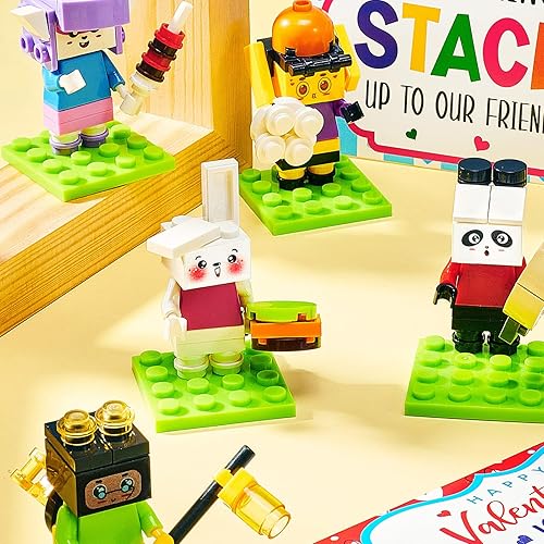 Miniatura 3 de Asoulin Regalos del día de San Valentín para niños, paquete de 24 tarjetas del día de San Valentín para niños, aula, escuela con juego de bloques de