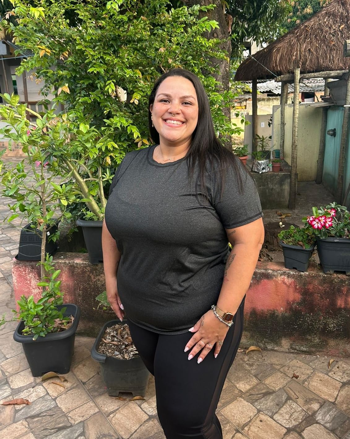 COOTRY Women's Plus Size Workout Tops Loose Fit Short Sleeve Athetic Running Yoga Shirts - Image 3