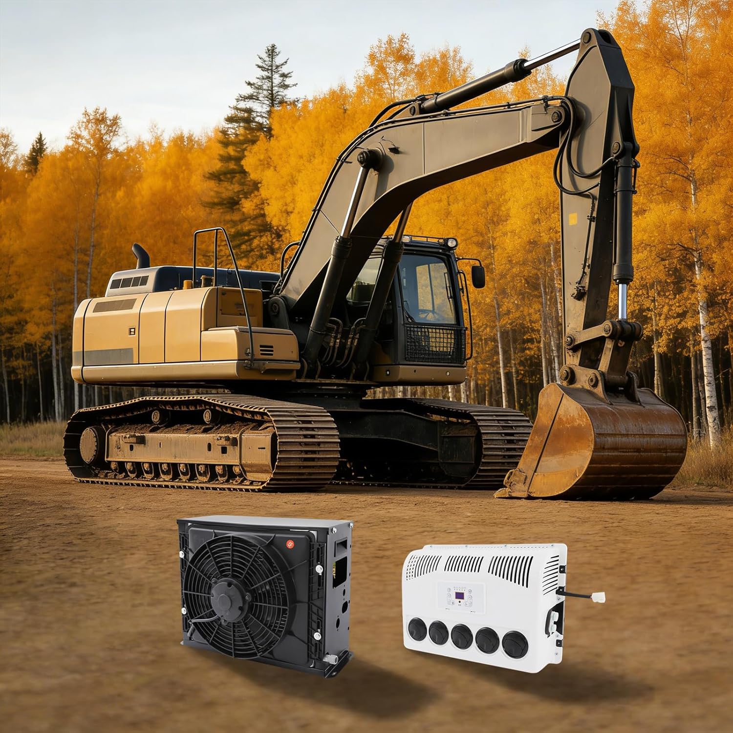 600W 12V Car Air Conditioning Kit, Complete AC Internal & External Units with Remote, Universal Auto AC Unit for Trucks, Vans, Excavators & Caravans
