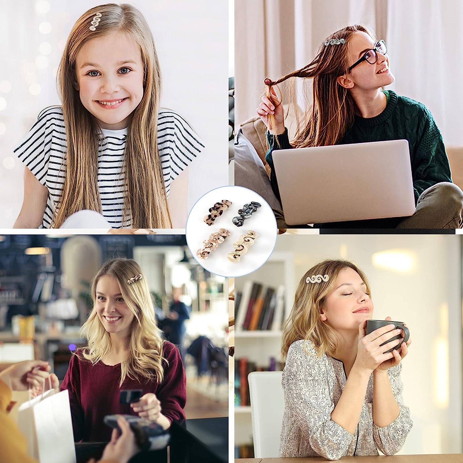 Spinki do włosów 4 szt. Automatyczna spinka do włosów w stylu retro, do mycia, chodzenia, makijażu i posiłków dla kobiet, dziewcząt