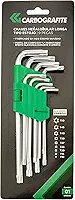 CARBOGRAFITE Jogo De 9 Chaves Hexalobular Torx Tipo Estojo Longa Carbografite 012519612 Prata