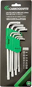 CARBOGRAFITE Jogo De 9 Chaves Hexalobular Torx Tipo Estojo Longa Carbografite 012519612 Prata