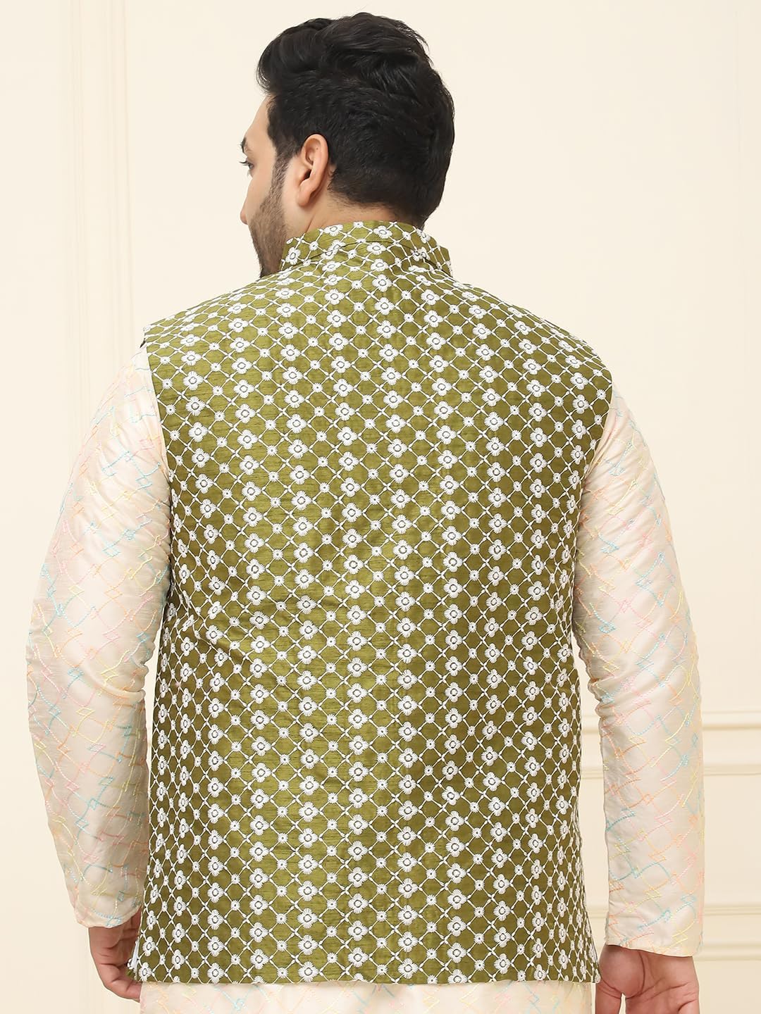 Sojanya PLUS (Since 1958), Men's Silk Blend Embroidered ONLY Nehru jacket