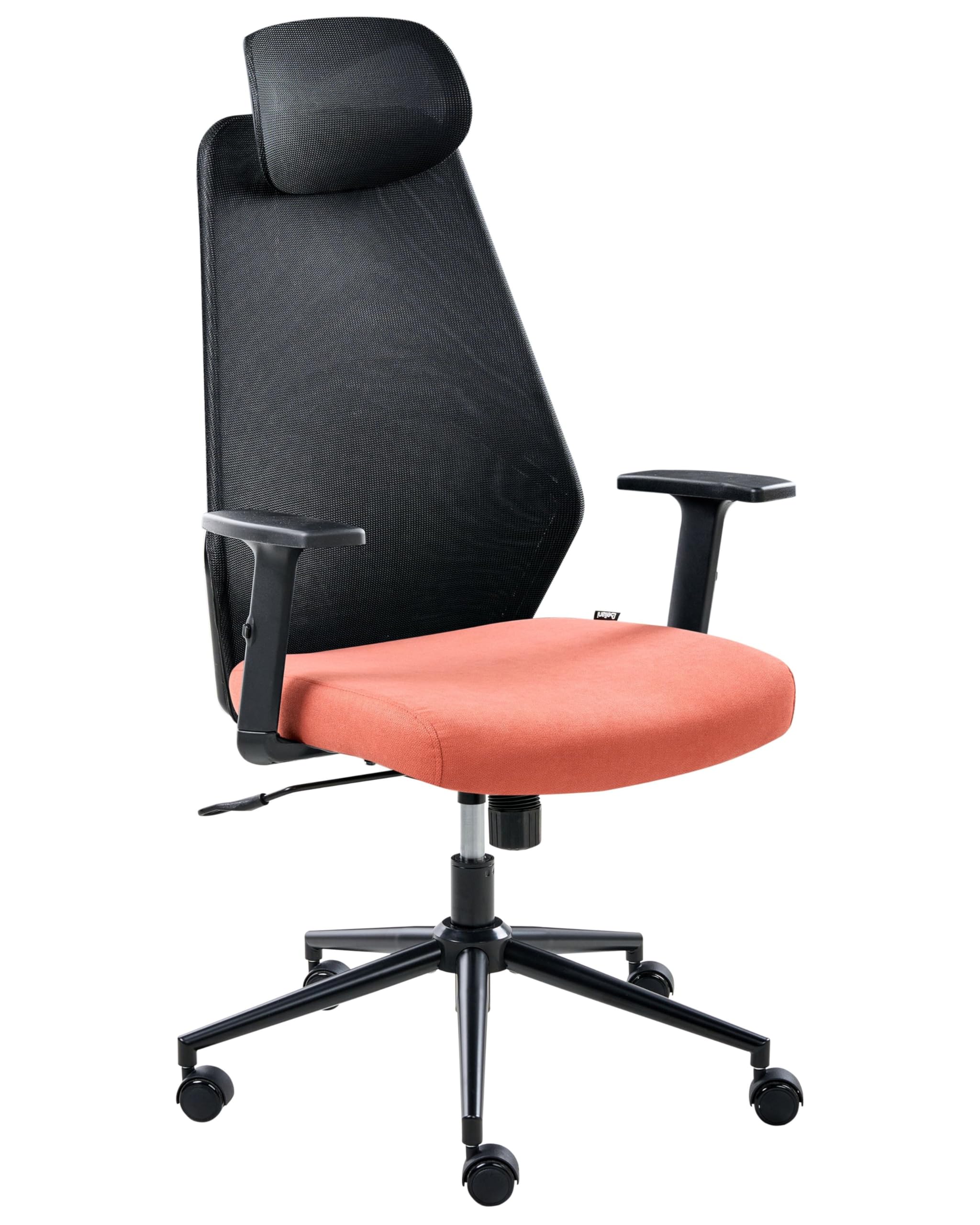 Beliani Silla de Oficina Multifuncional tapicería de Malla reposabrazos y reposacabezas Ajustables Ajuste de la Altura del Asiento Base giratoria inclinación del Respaldo Negro y Rojo Oryn