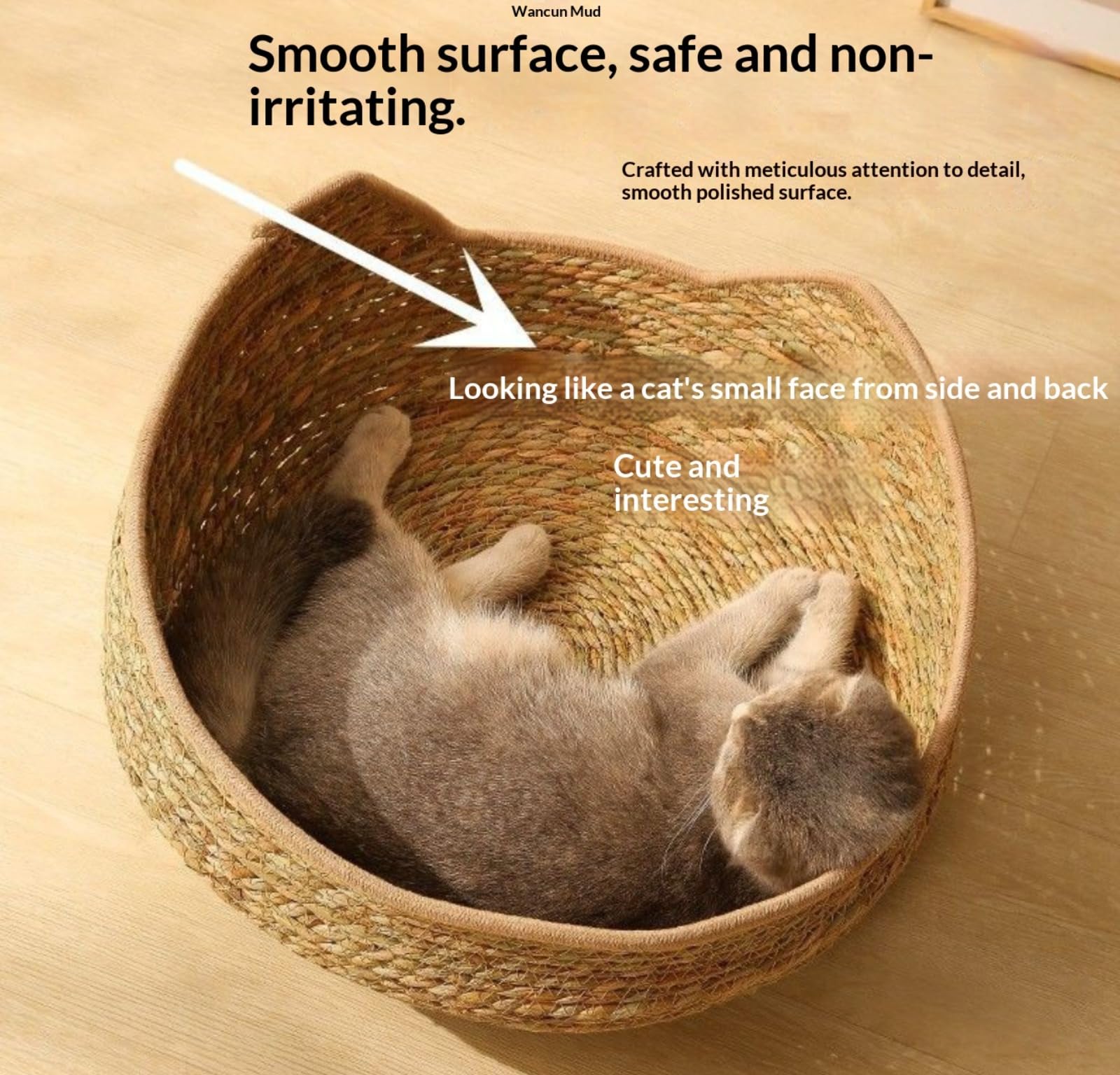 Générique Panier Rond pour Chat en rotin de 43 cm x 16,9 Pouces avec Rembourrage en Coton, Lavable et résistant aux griffures, décoration intérieure (Vert Militaire)