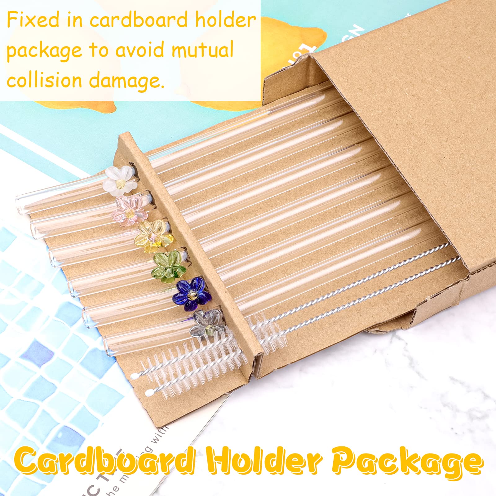 6 Pailles En Verre Réutilisables - Design Papillon - Courbées