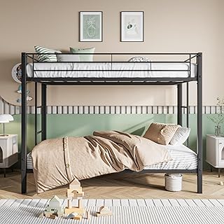 Version Thicken Metal Twin Over Twin Bunk Bed, Best Industrial Style Heavy Duty Bunk