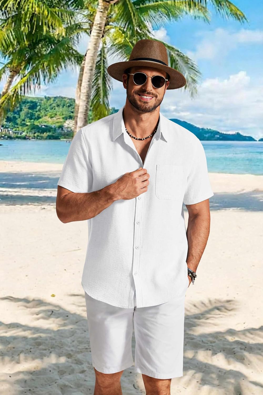 COOFANDY Men's Button Down Shirts Short Sleeve Casual Shirt Summer Beach Textured Shirts - Image 3