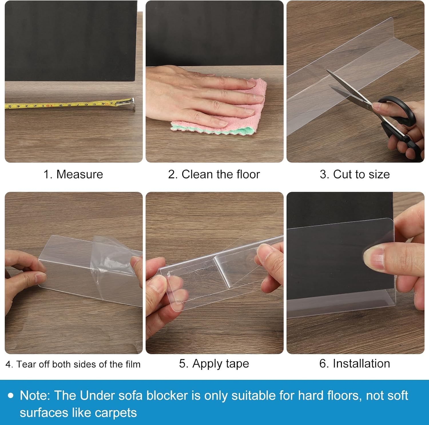 PATIKIL 12 Pack Under Couch Blocker, Acrylic Under Bed Blocker for Pets (4.72" H x 13.78" L) with Tape Clear Toys Blocker for Bed Sofa Desk Furniture