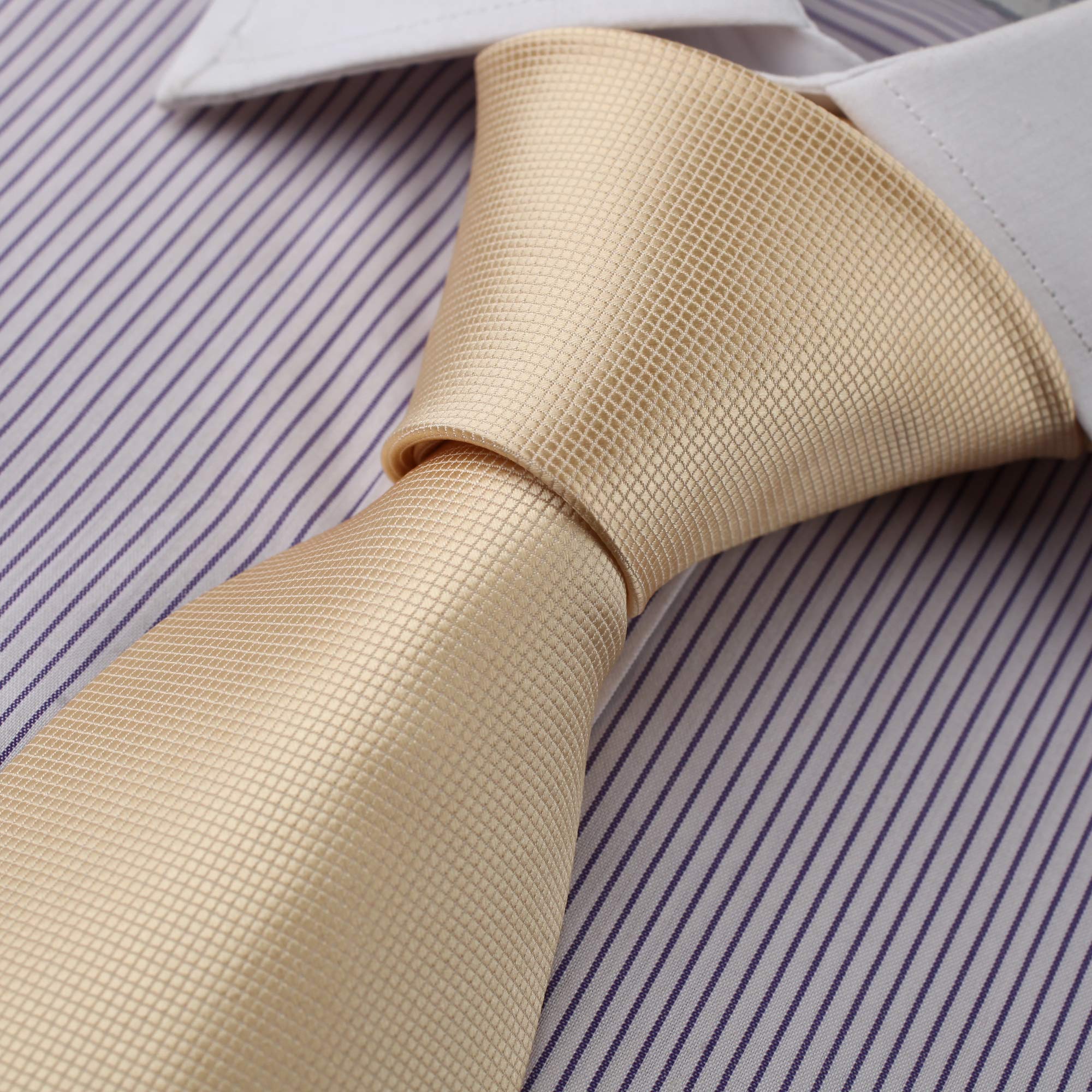 Dan Smith Mens Tie Set Polyster Cotton Formal Neck Tie Plaid Beige Ties DAA3C01H Beige