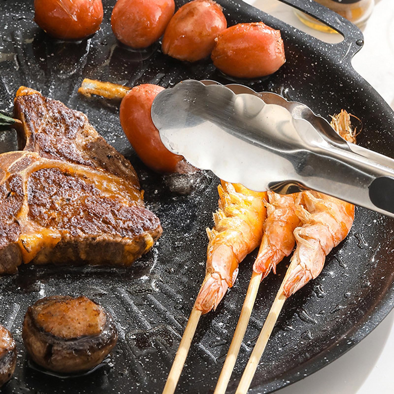Kohlenstoffstahl Grillplatte Geriffelt,Kohlenstoffstahl Voreingebrannt Zum Braten,Grillplatte Gasgrill Und Holzkohlegrill Geeignet,Grillpfanne Groß,Kohlenstoffstahlpfanne Und Bratpfanne,Ø:30cm
