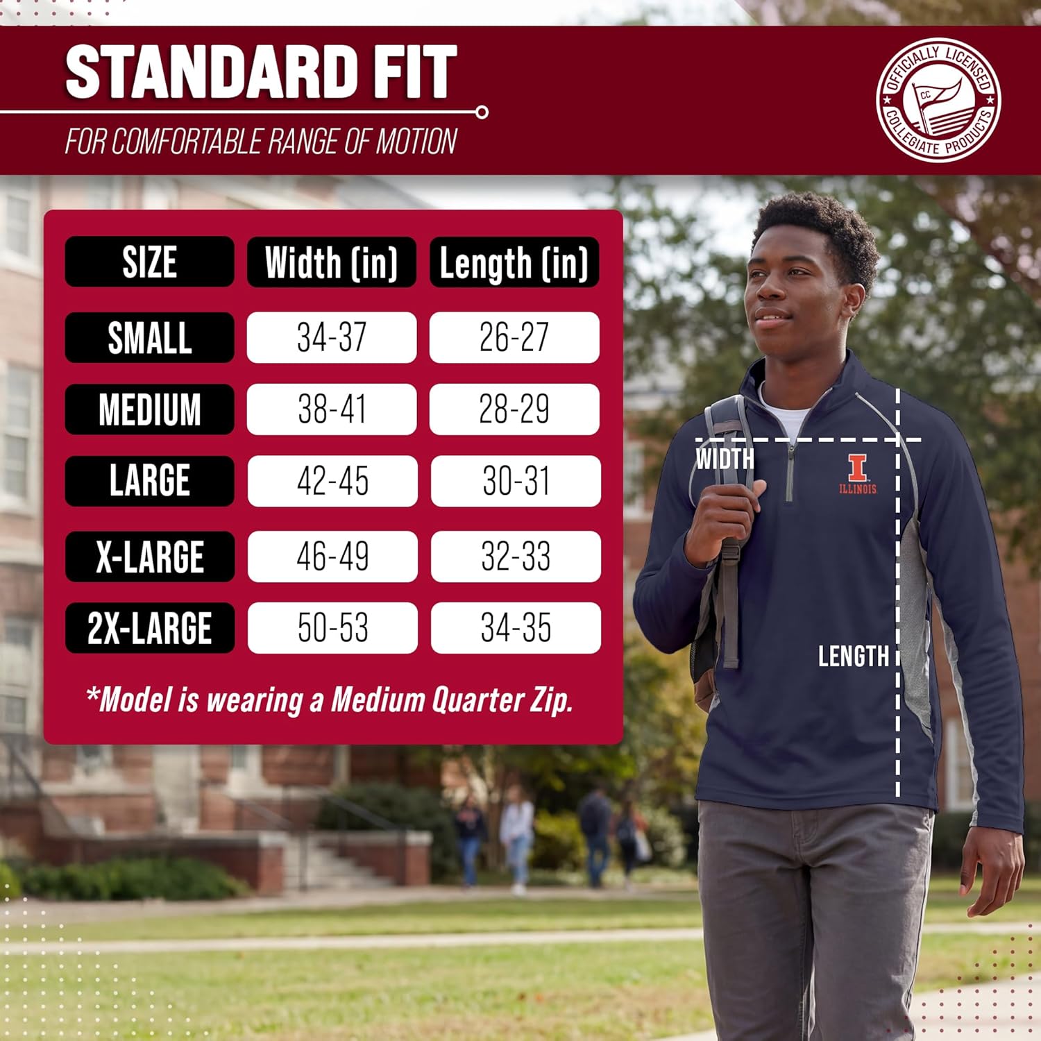 COLOSSEUM Mens NCAA Campus Classic Long Sleeve 1/4 Zip Windshirt, Performance Lightweight Quarter Zip, Athletic Design