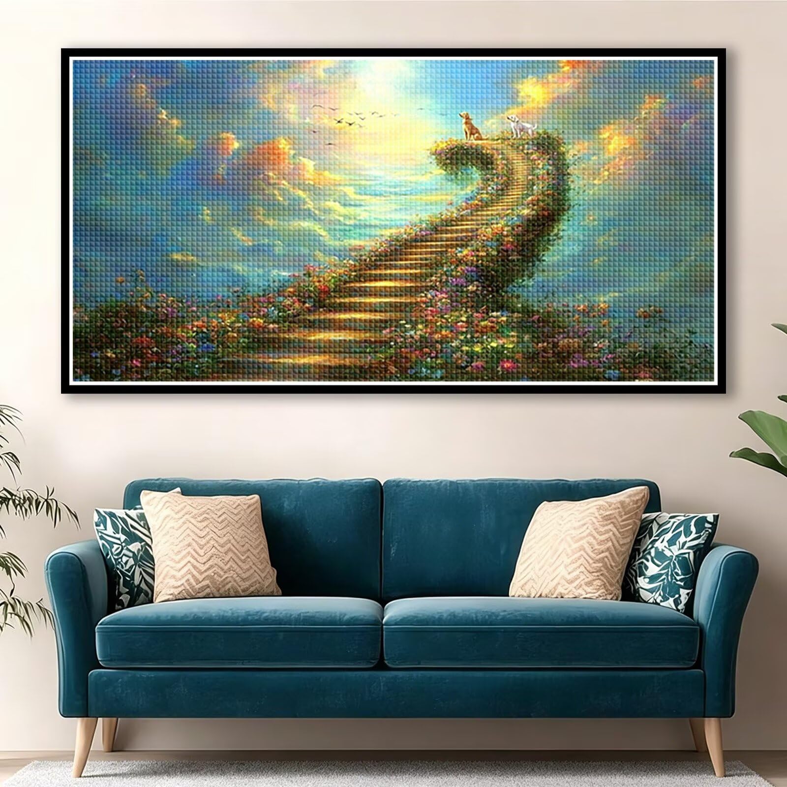 Diamond Painting Adultos Perro Pintura Diamante, Paisaje Diamond Painting 5D Completo, DIY Cuadrado Bordado Punto de Cruz Cuadros de Diamantes Kit para Decoracion Hogar, Regalo Mujer 160x80cm 0J-854