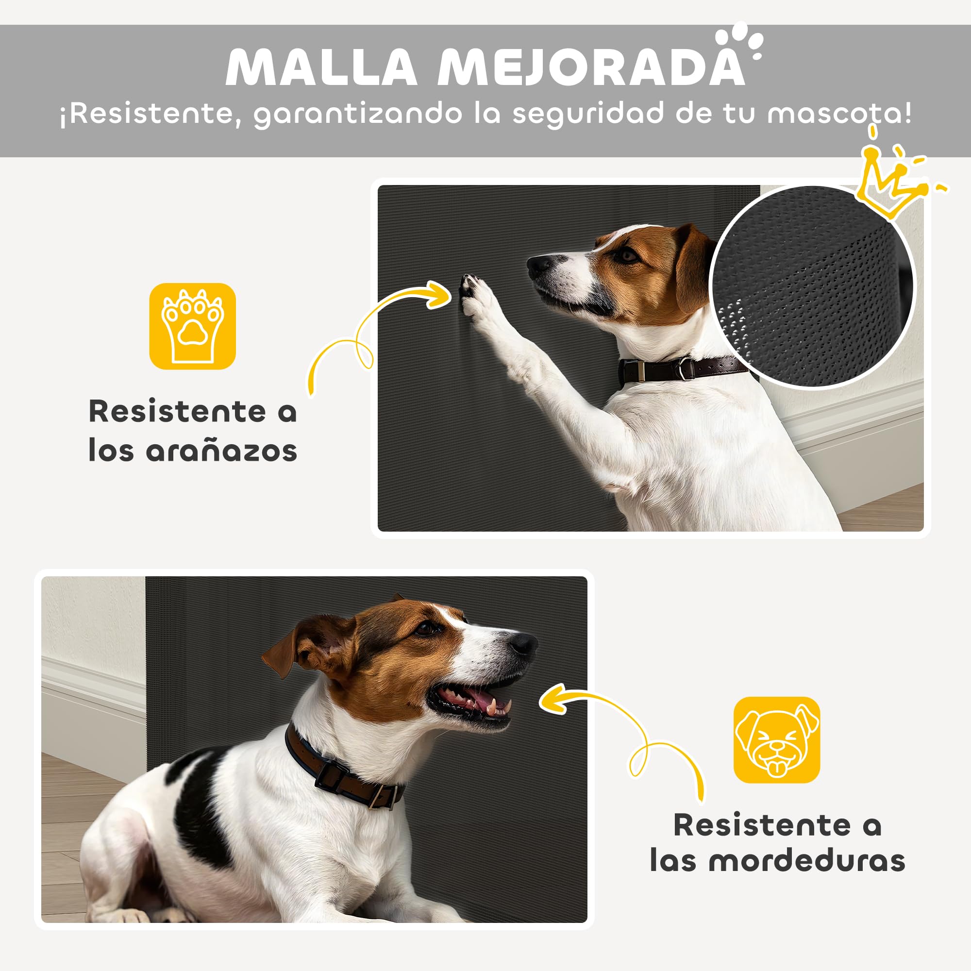 PawHut Barrera de Seguridad para Perros Retráctil 0-136 cm Puerta para Perros Pequeños Extensible con Interruptor de Cierre Red de Seguridad para Pasillos Escaleras Interiores y Exteriores Negro