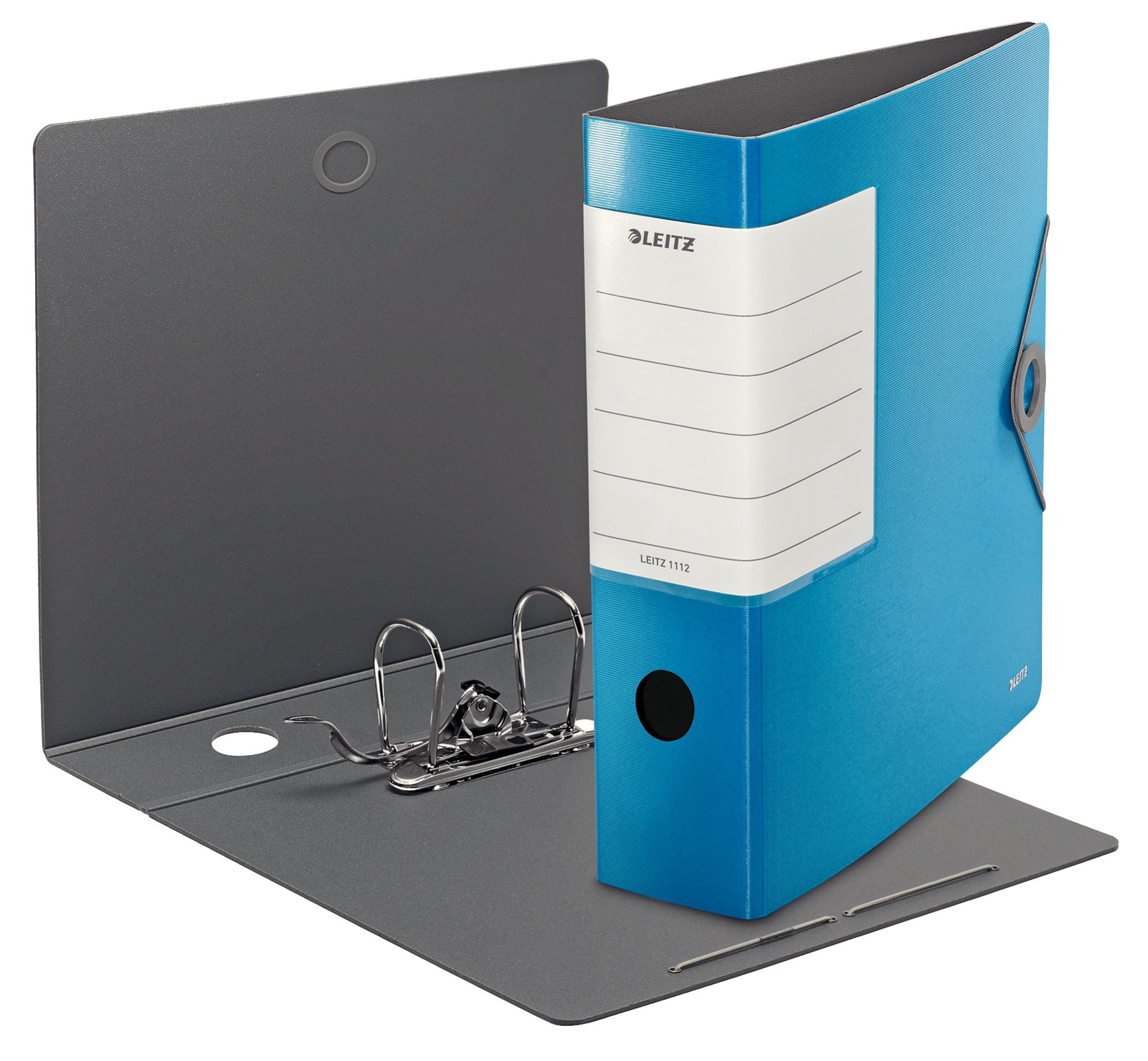 Leitz 11120030 - Raccoglitore di qualità a 180°, formato A4, larghezza dorso 8,2 cm, chiusura con elastico, robusto polyfoam, targhetta posteriore sostituibile, extra larga