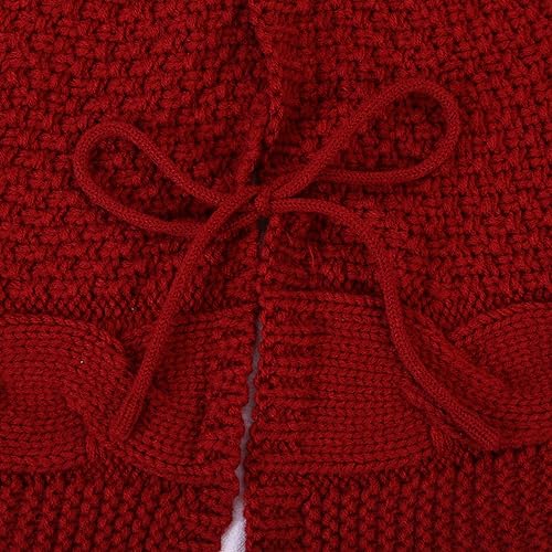 Miniatura 46 de Sattiyrch Faldón de punto para árbol de Navidad, decoración rústica gruesa para árbol de Navidad (crema, 36 pulgadas)