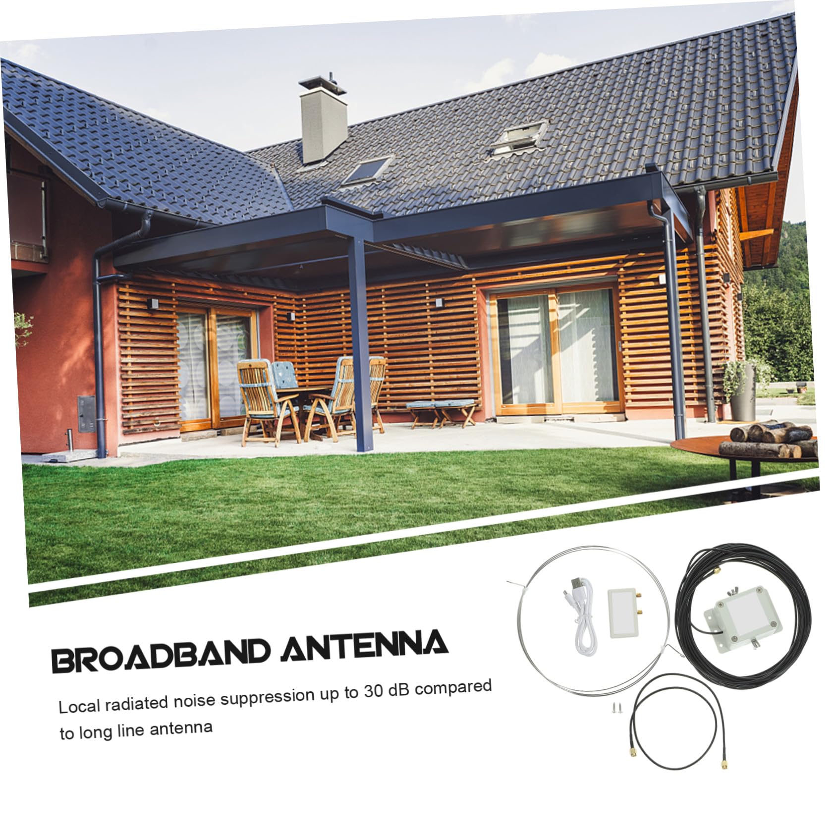 NUOBESTY Antenne Annulaire Active à Ondes Moyennes Interférences, Alimentation Autonome, en Plastique, Motif de 8 pour Balcon et Toit
