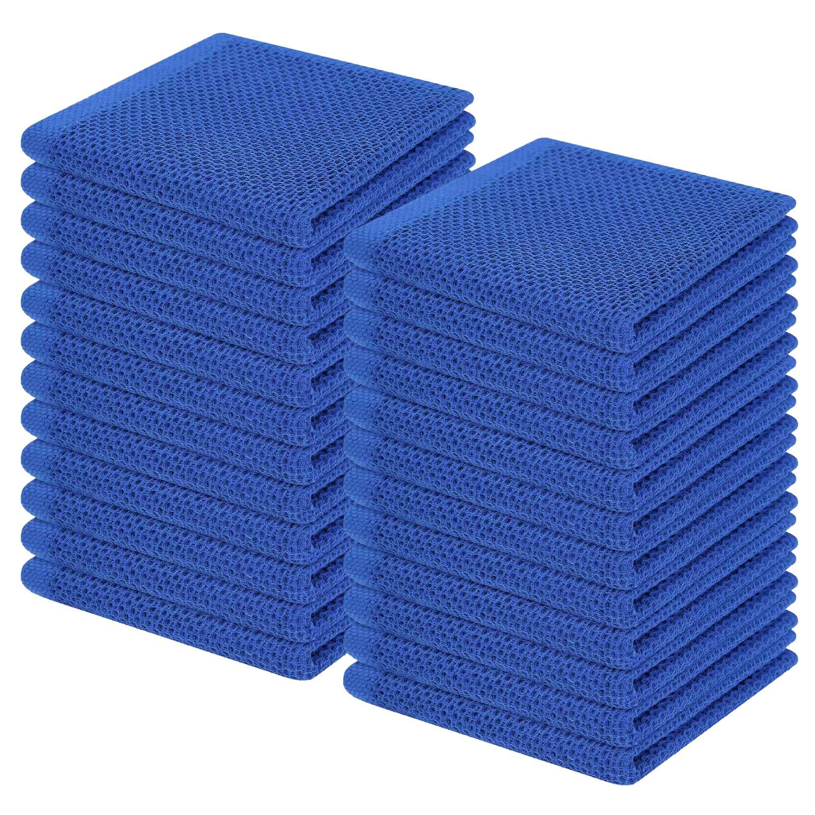 Homaxy 100% Cotton Waffle Weave Kitchen Dish Cloths 24-Pack, Blueberry