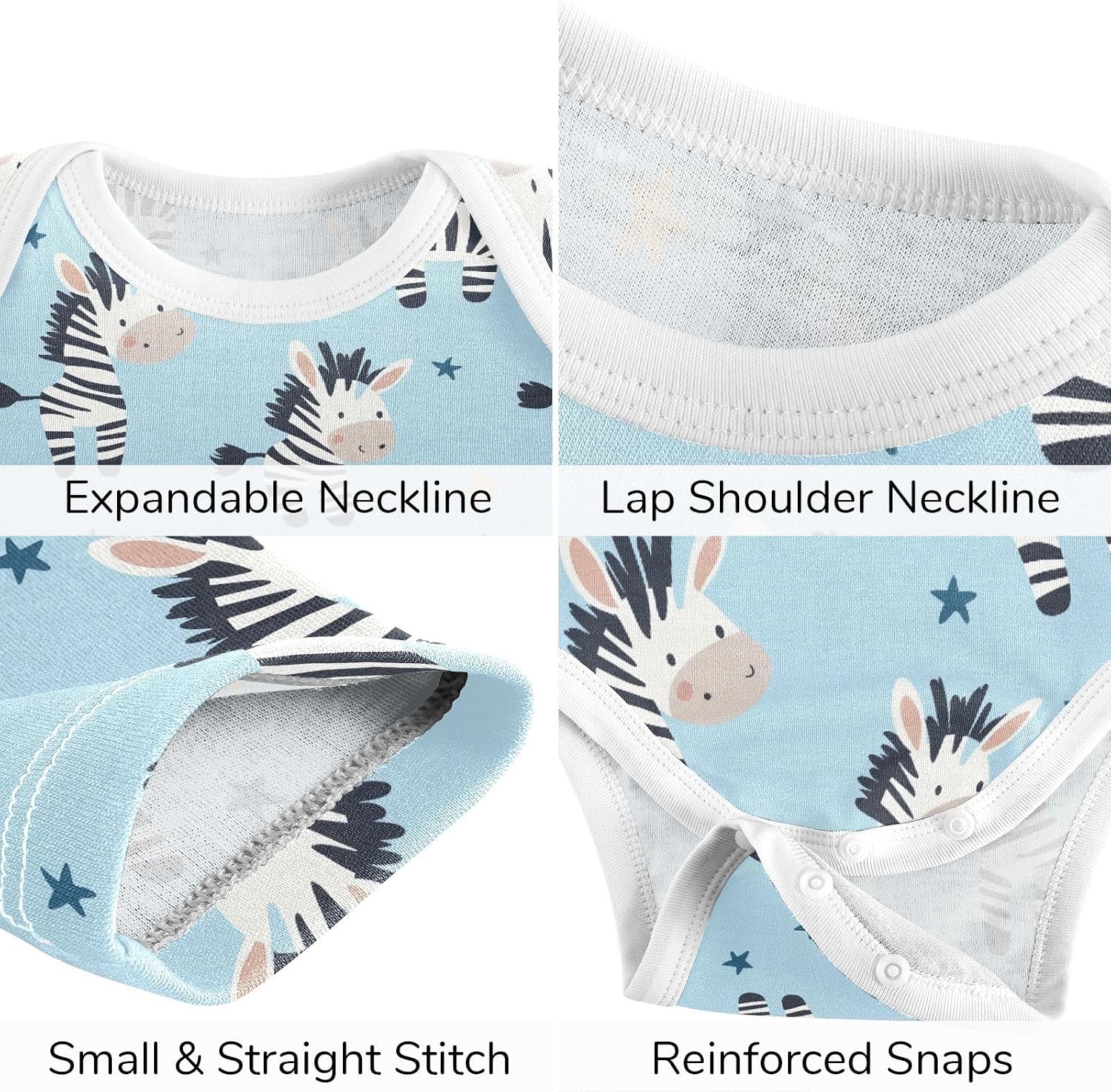 vvfelixl Baby Clothes Cool Zebra Baby Bodysuits Set Unisex Short Sleeve Babys Pants Sets 0-3M