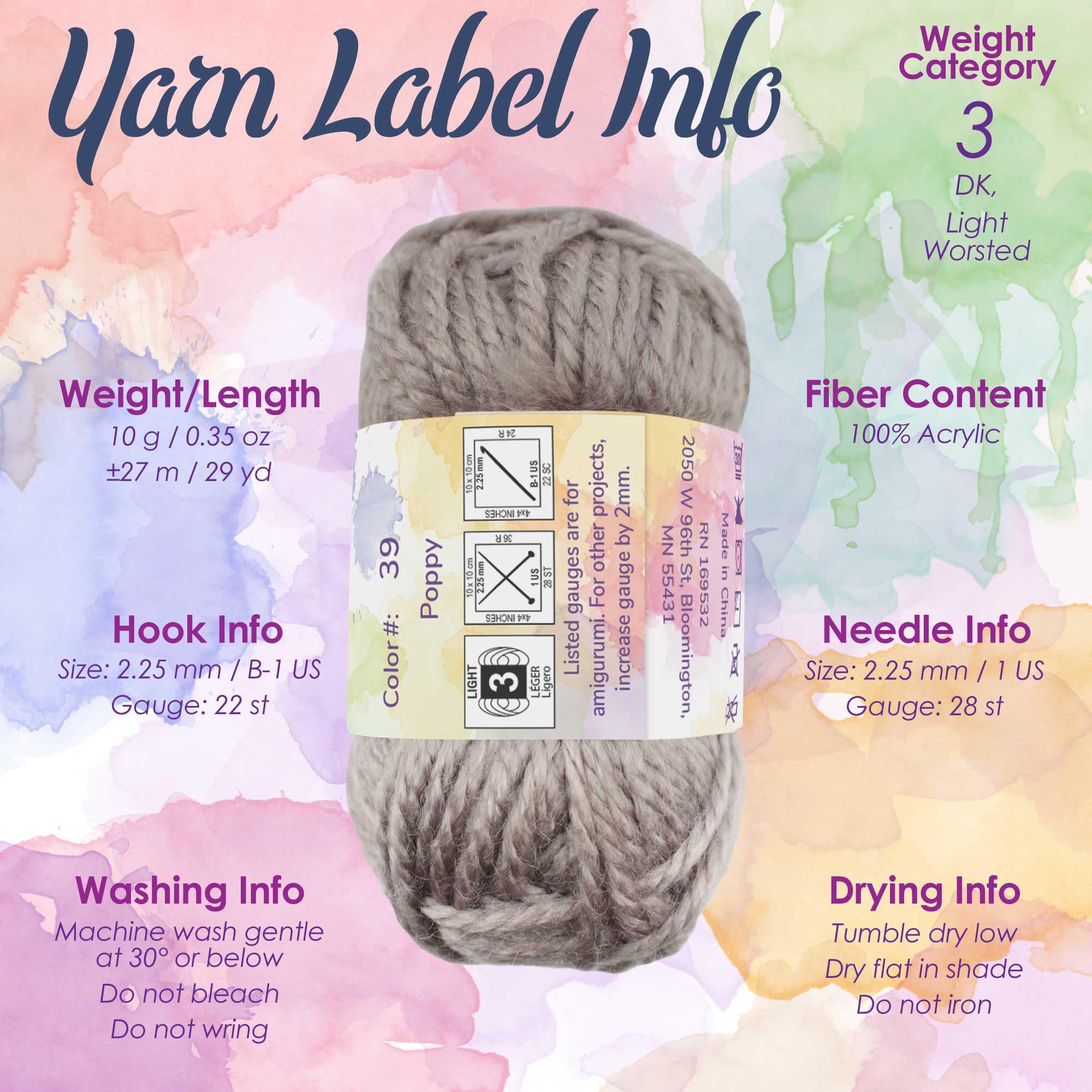 BambooMN Amigurumi Select 100% Acryl Bastelgarn Bonbons – Häkeln und Strickprojekte – 2 helle Packungen/2 dunkle Packungen – 80 x 10 g Bonbons insgesamt 2000 Yards.