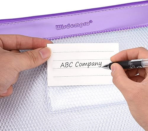 Miniatura 6 de Wisdompro - Bolsa con cremallera, 4 paquetes de bolsa de archivos de malla impermeable duradera tamaño carta, organizador de documentos, color morado
