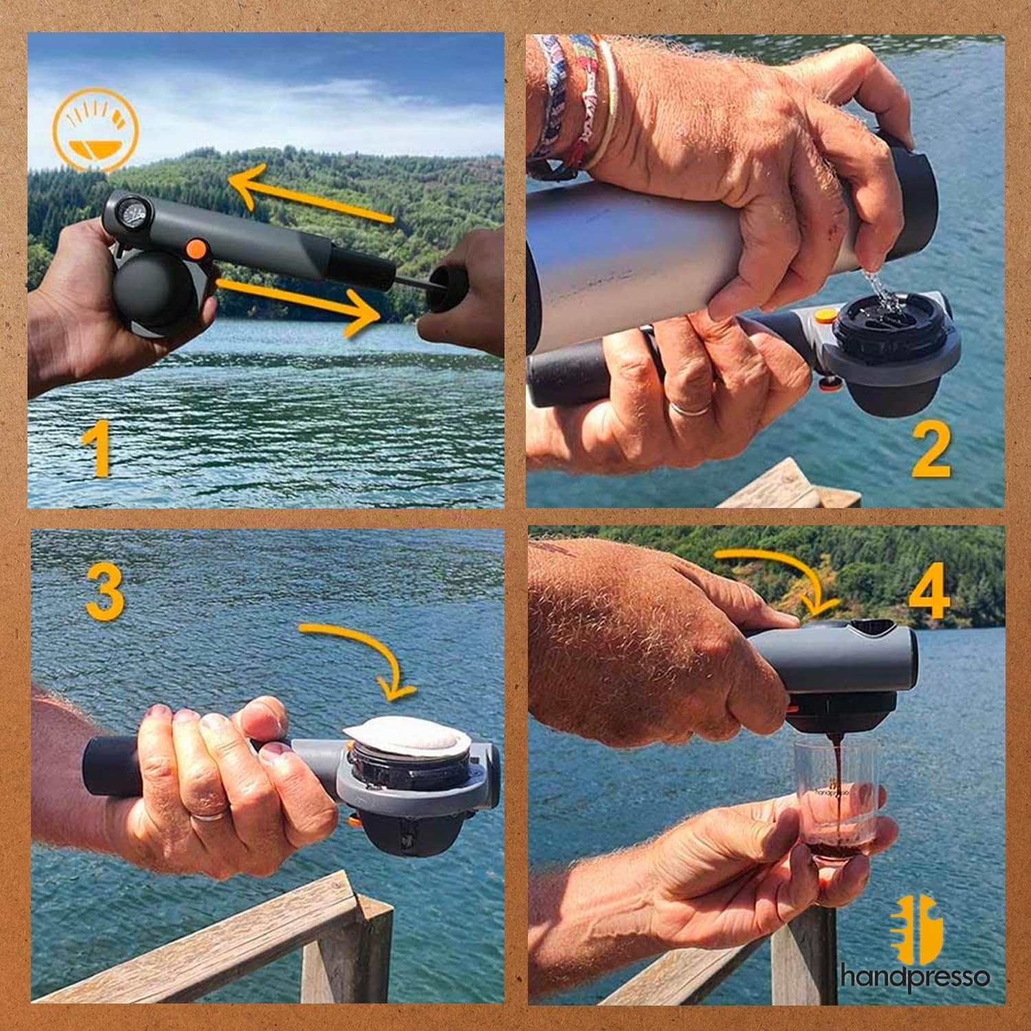 Handpresso Pump | Macchina caffè espresso portatile robusta e compatta | mini espresso mobil per cialde ESE o caffè macinato nero | Macchina caffè da viaggio | Operazione Manuale | 50ml (max)
