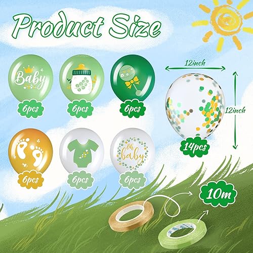 Miniatura 2 de Juego de 50 globos de látex verde salvia, decoración temática para el primer cumpleaños, revelación de género, suministros neutros para fiesta de