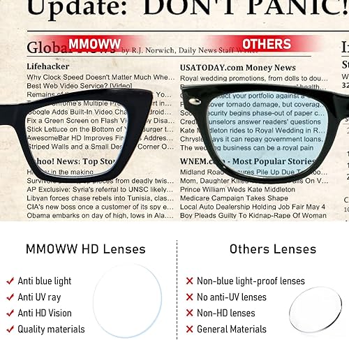Miniatura 7 de MMOWW Gafas de lectura cuadradas de gran tamaño, a la moda, con bloqueo de luz azul, para lectura de computadora para mujeres, paquete de 3