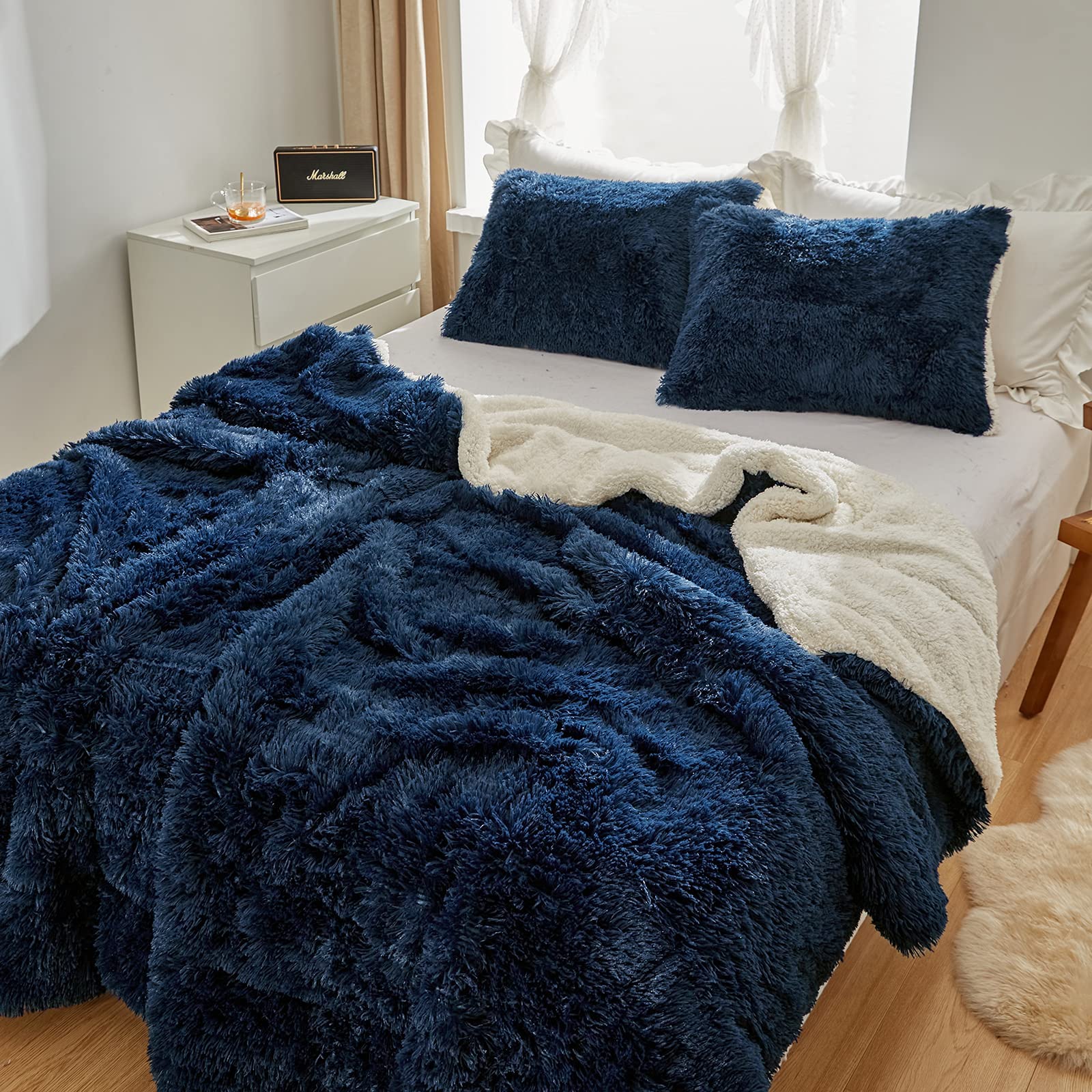 Juego de ropa de cama térmico e invierno FlySheep reversible de terciopelo lanudo
