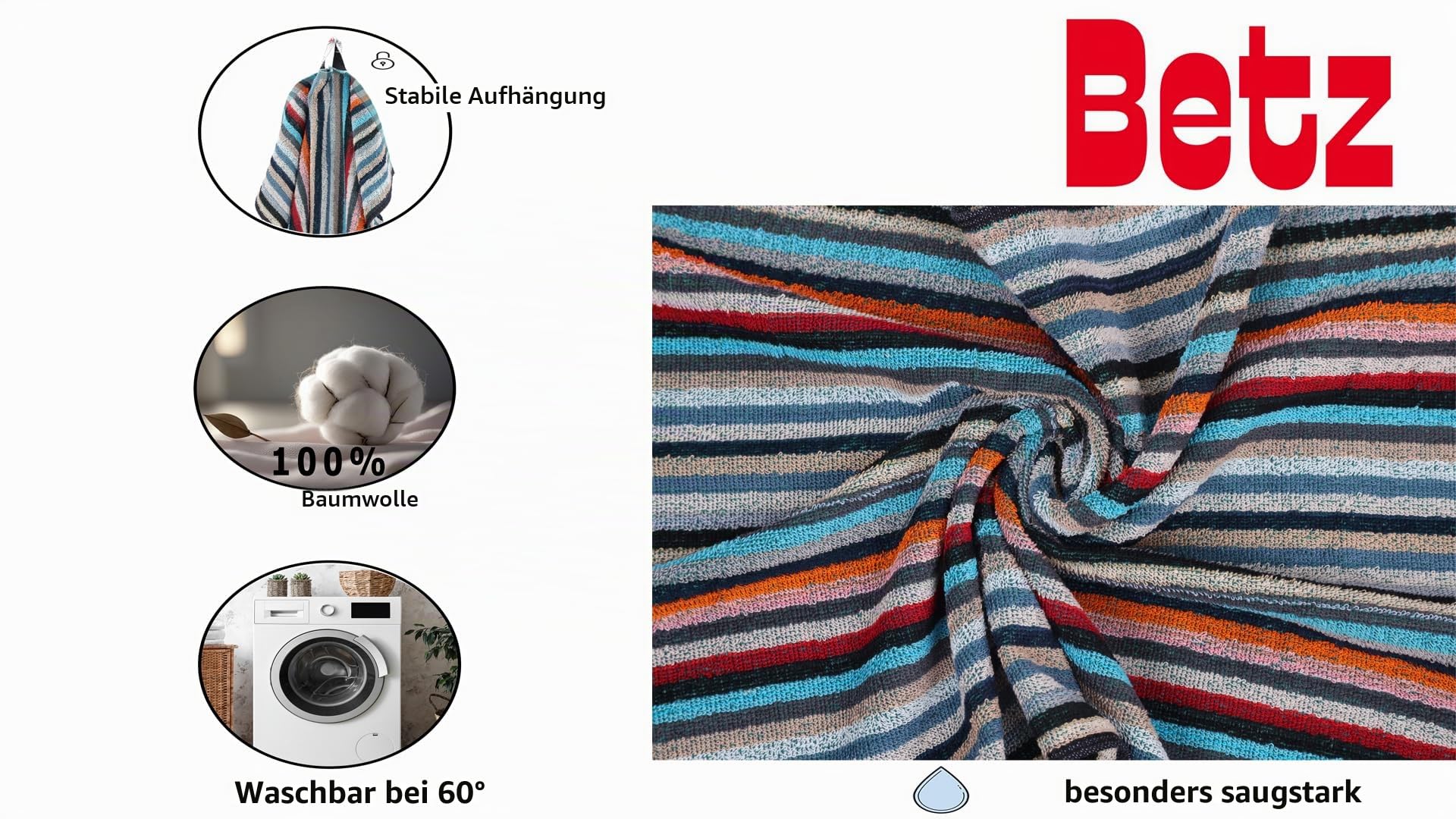 Betz 12er Set Küchentücher Geschirrtuch Handtuch 100% Baumwolle HELGOLAND Größe 50 x 90 cm Grubentuch Küchentuch Allzwecktuch Streifen bunt