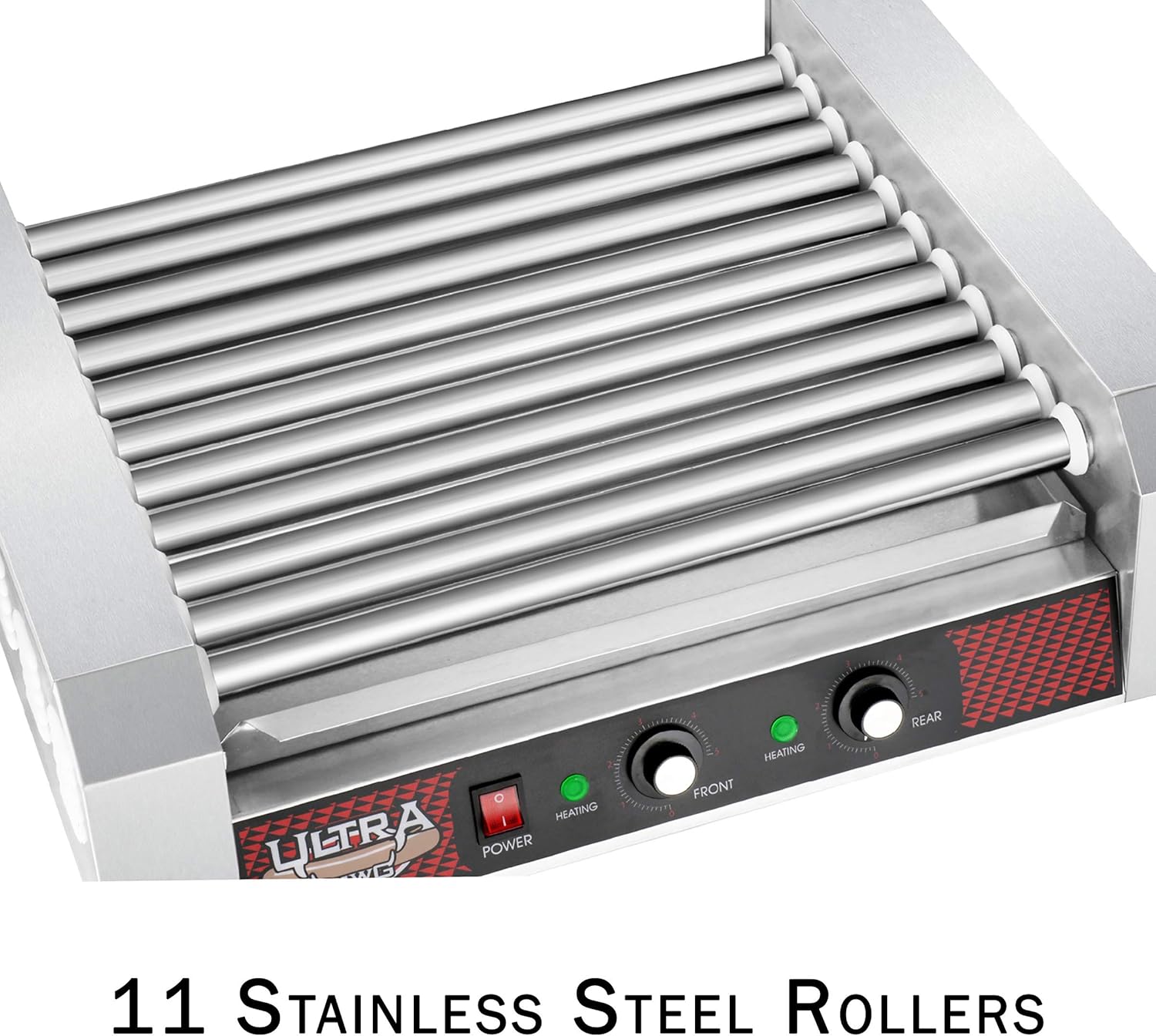 Great Northern Popcorn, 876071RCM, Hot Dog Grill with 11 Stainless Steel Rollers for 30 Hot Dogs or Sausages, Gray