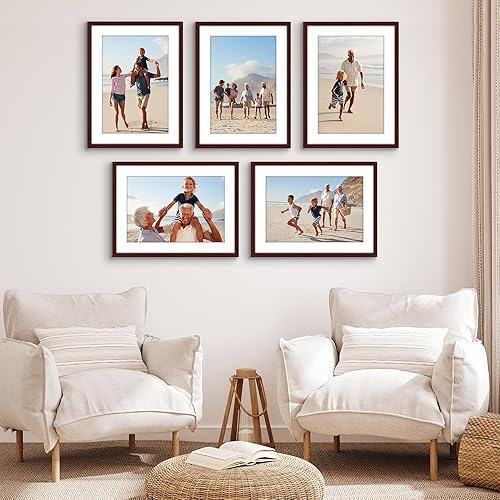 Vista 277 de Americanflat Portarretratos de 5 x 6 pulgadas con plexiglás pulido, juego de 5 portarretratos de 2 x 3 pulgadas con paspartú o para fotos de 5 x 6