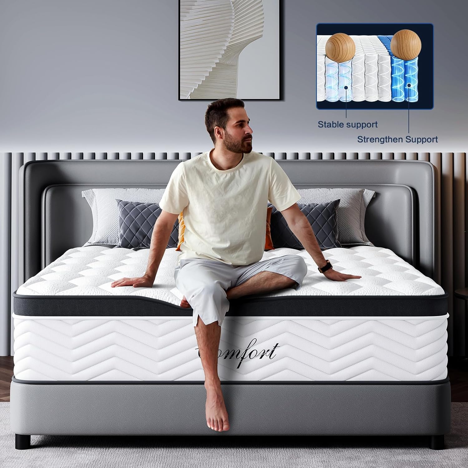 12-Inch Twin Mattress - CertiPUR-US Certified Memory Foam Twin Size Mattresses Medium Firm Breathable and Comfortable Motion Isolation Innerspring Matress in a Box