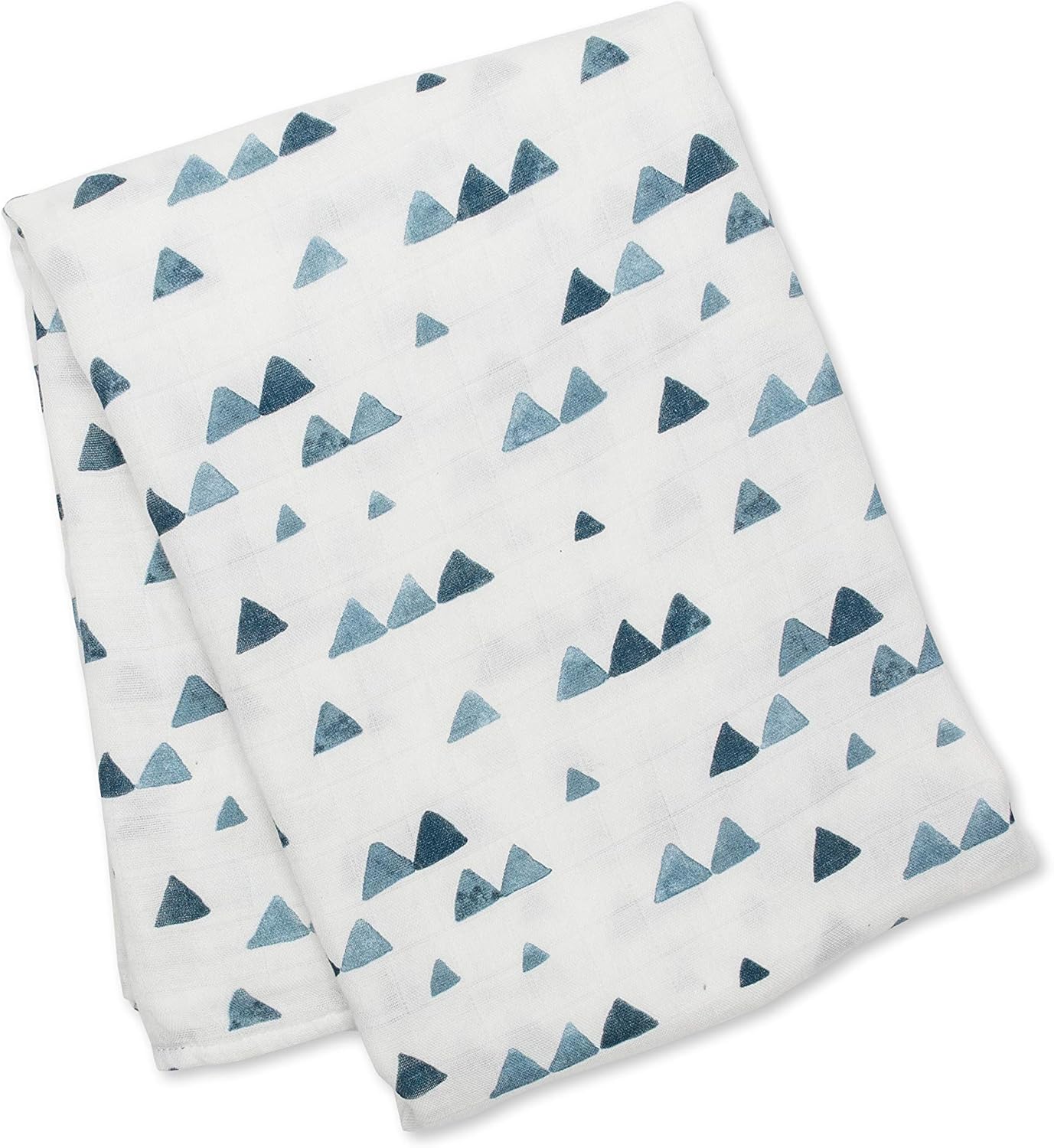 lulujo Baby Muslin Silky Soft Swaddling Blanket, Navy Triangles, 47 x 47-Inches