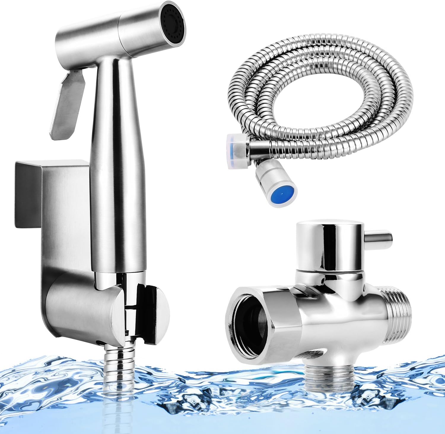 Dorfin Hand Held Brass Bidet Sprayer, Premium Brass Diaper Toilet Sprayer Shattaf - Complete Set for Toilet Hand Shower, Hand Bidet Toilet Attachment Sprayer - Muslim Shower (Bidet Faucets)