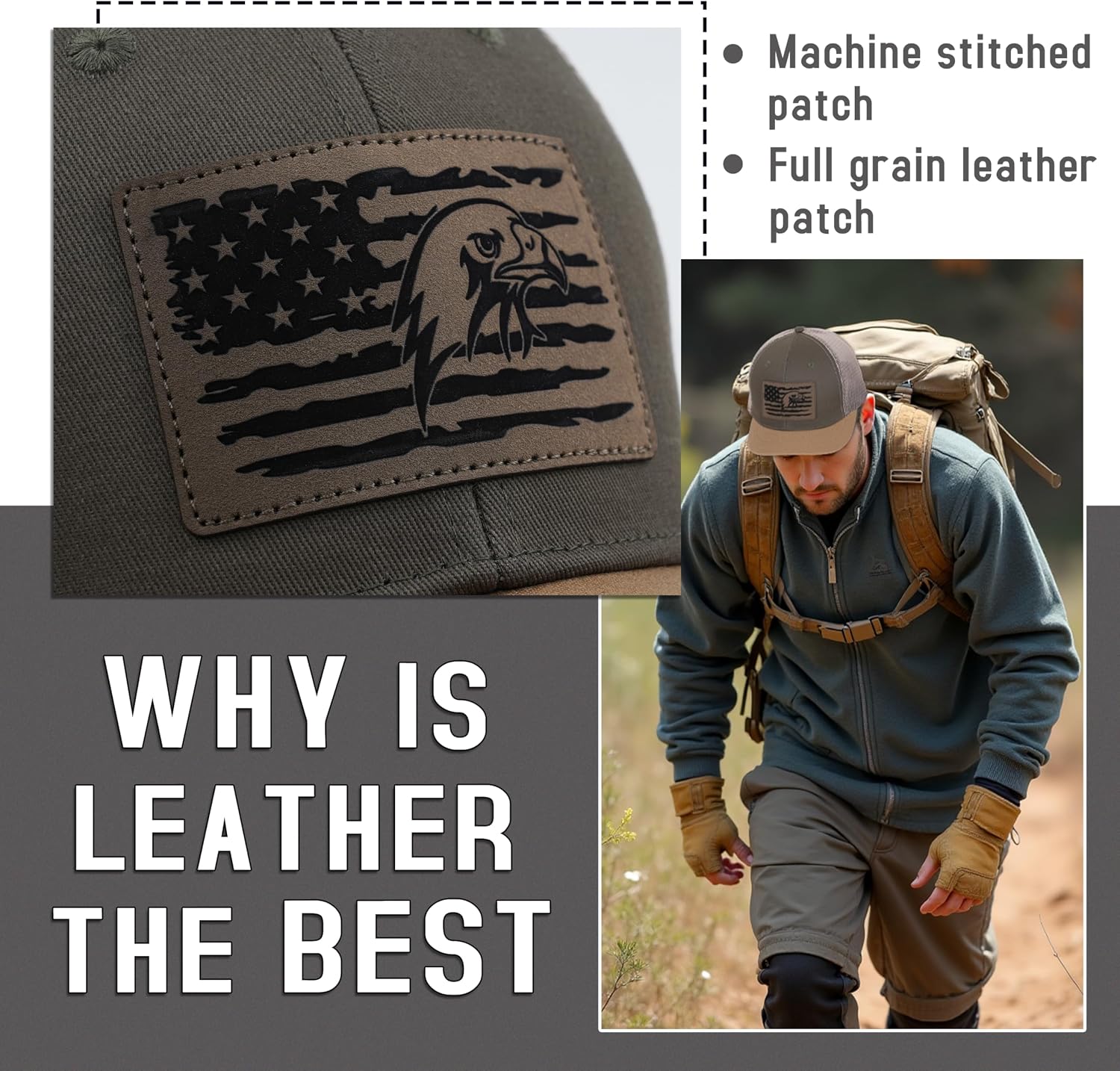 American Flag Trucker Hat for Men Women, Tactical Operator Dad Snapback Hat, Adjustable Fit Mesh Baseball Cap for Men