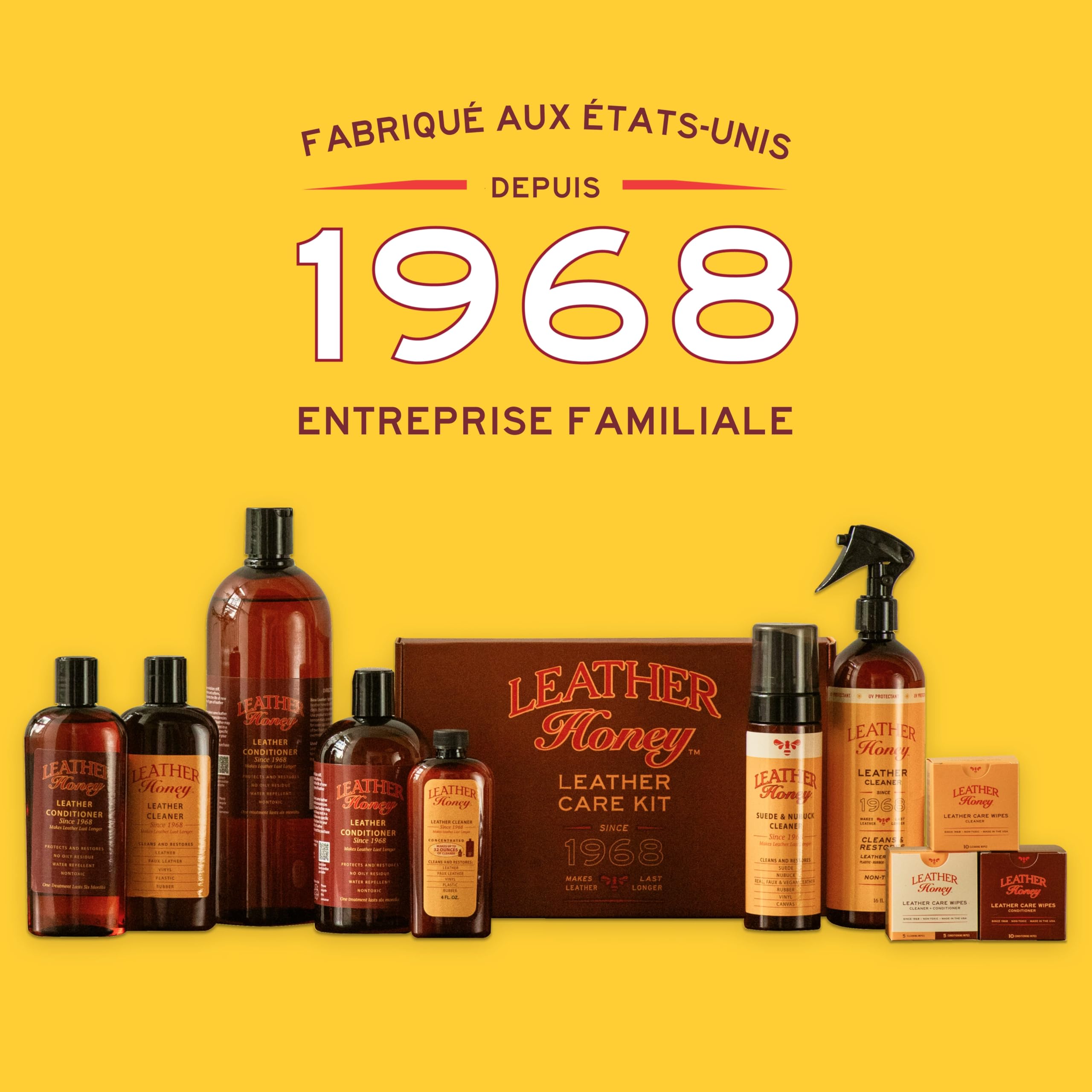 Kit d'entretien pour cuir, daim et nubuck : nettoyant, protecteur, brosse à daim et effaceur. Nettoie, protège et restaure chaussures, bottes, UGGs, meubles, vestes, sacs et vêtements. Toutes couleurs