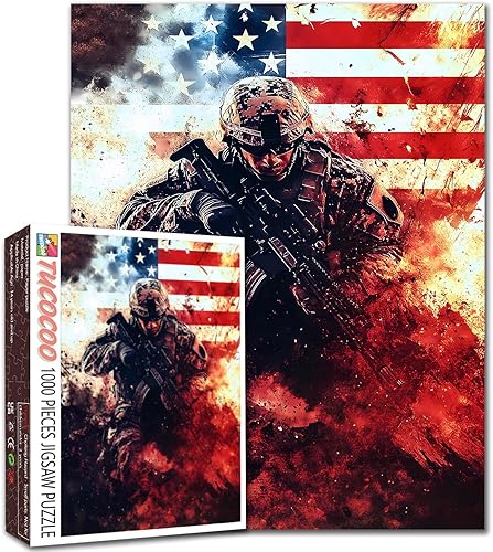 Miniatura 24 de Rompecabezas vintage de la bandera estadounidense de 1000 piezas para adultos, rompecabezas de Cruz cristiana de Estados Unidos para desafiantes