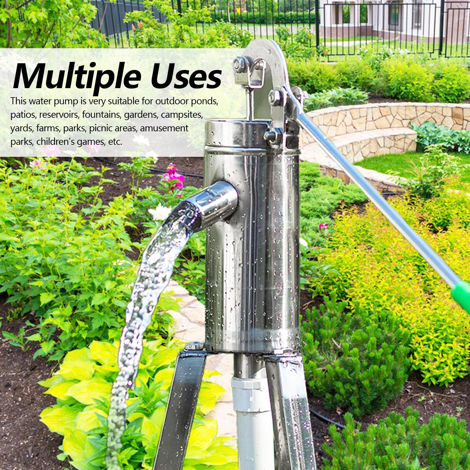 Juego Completo De Bomba Manual, Bomba De Agua Manual Completa De Acero Inoxidable Con Soporte De 58 Cm Ideal Para Jardín Patio Granja Y Pozo Doméstico